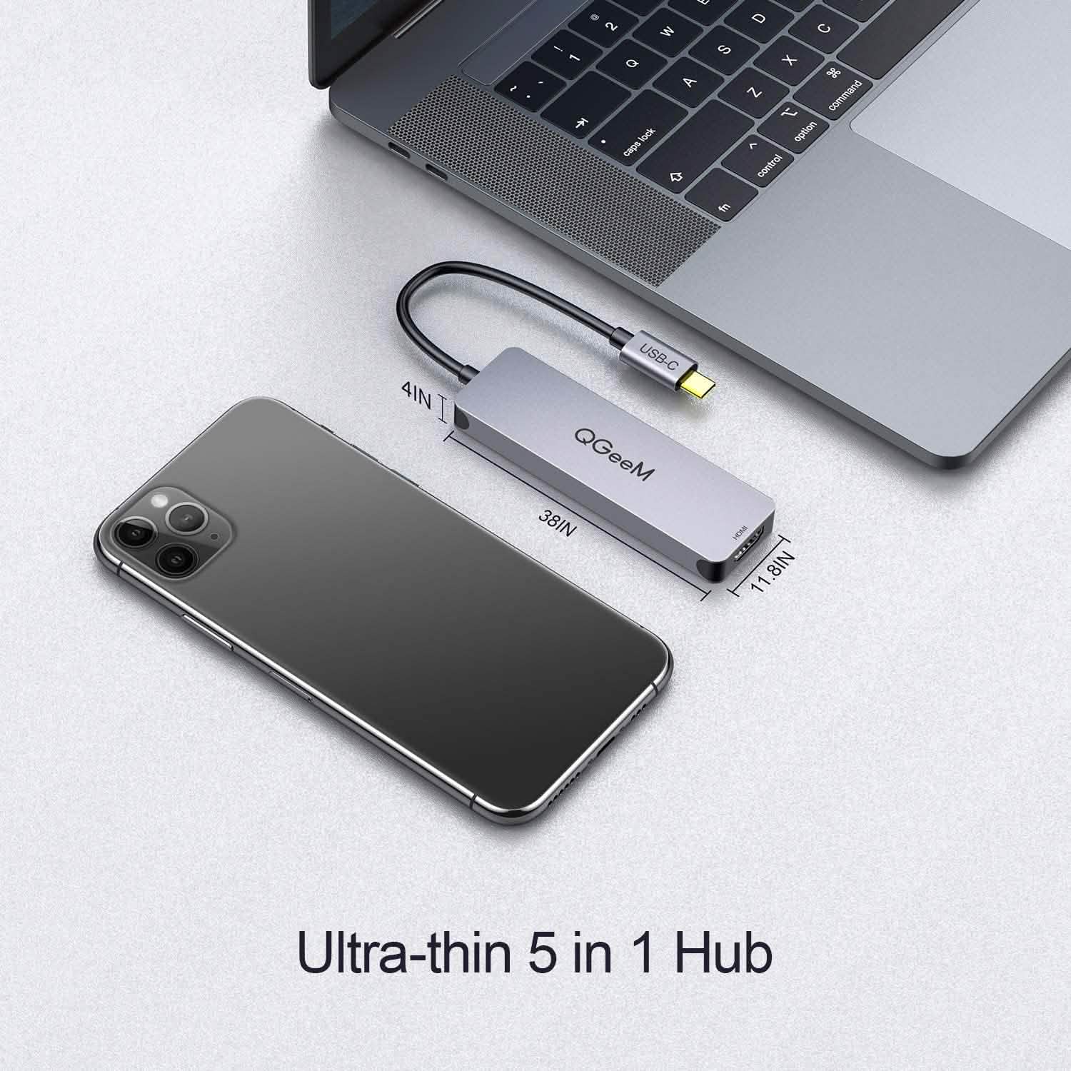 QGeeM 5-in-1 USB C to HDMI Adapter with 4K HDMI Output DailySale