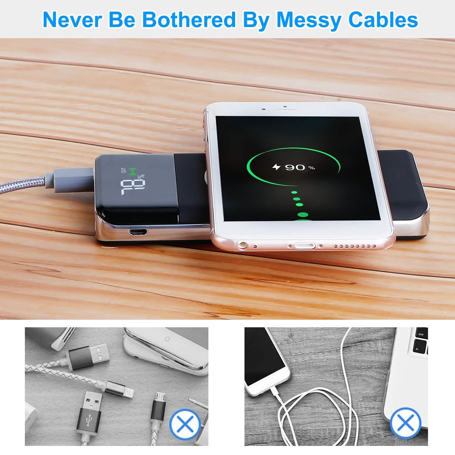 Qi Wireless Station 10000mAh Powerbank with 4 Modes Flashlight DailySale