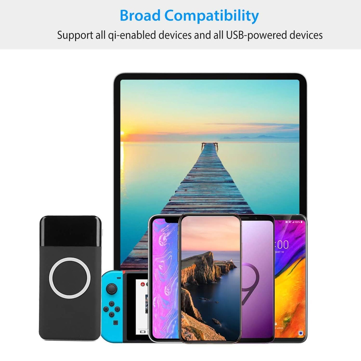 Qi Wireless Station 10000mAh Powerbank with 4 Modes Flashlight DailySale