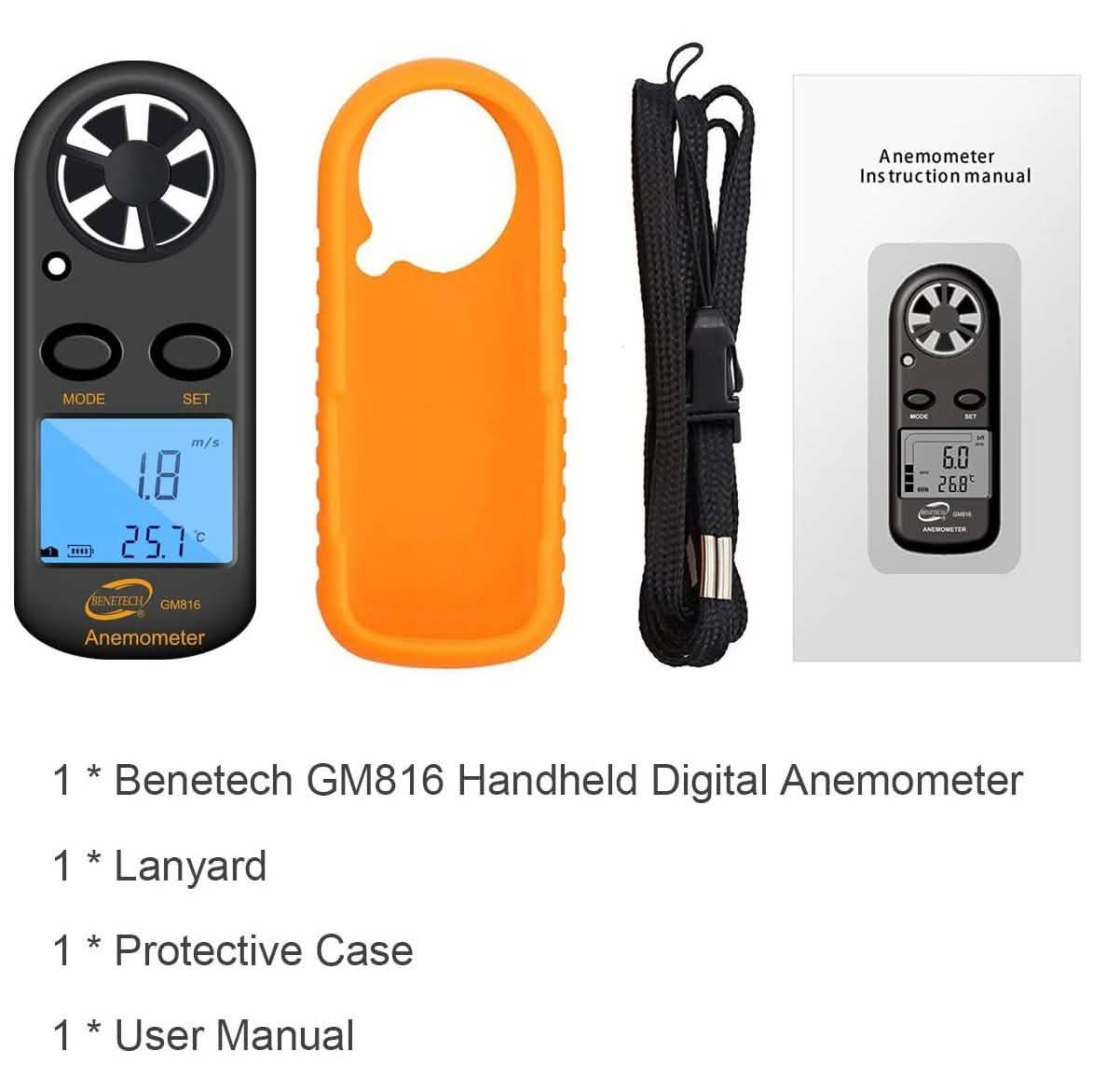 Qotone GM816 Digital Anemometer Wind-Speed Gauge Meter DailySale