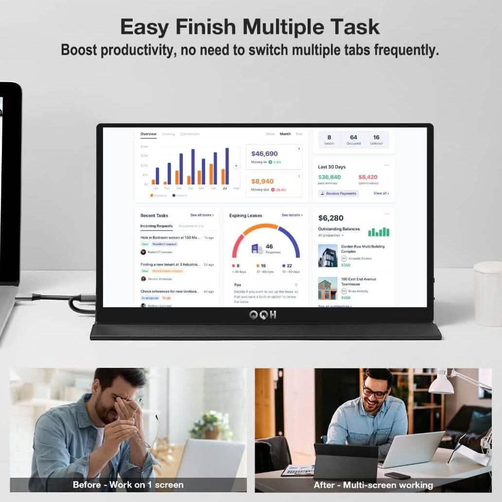 QQH 15.6" 1080P IPS Portable Monitor (Refurbished) DailySale