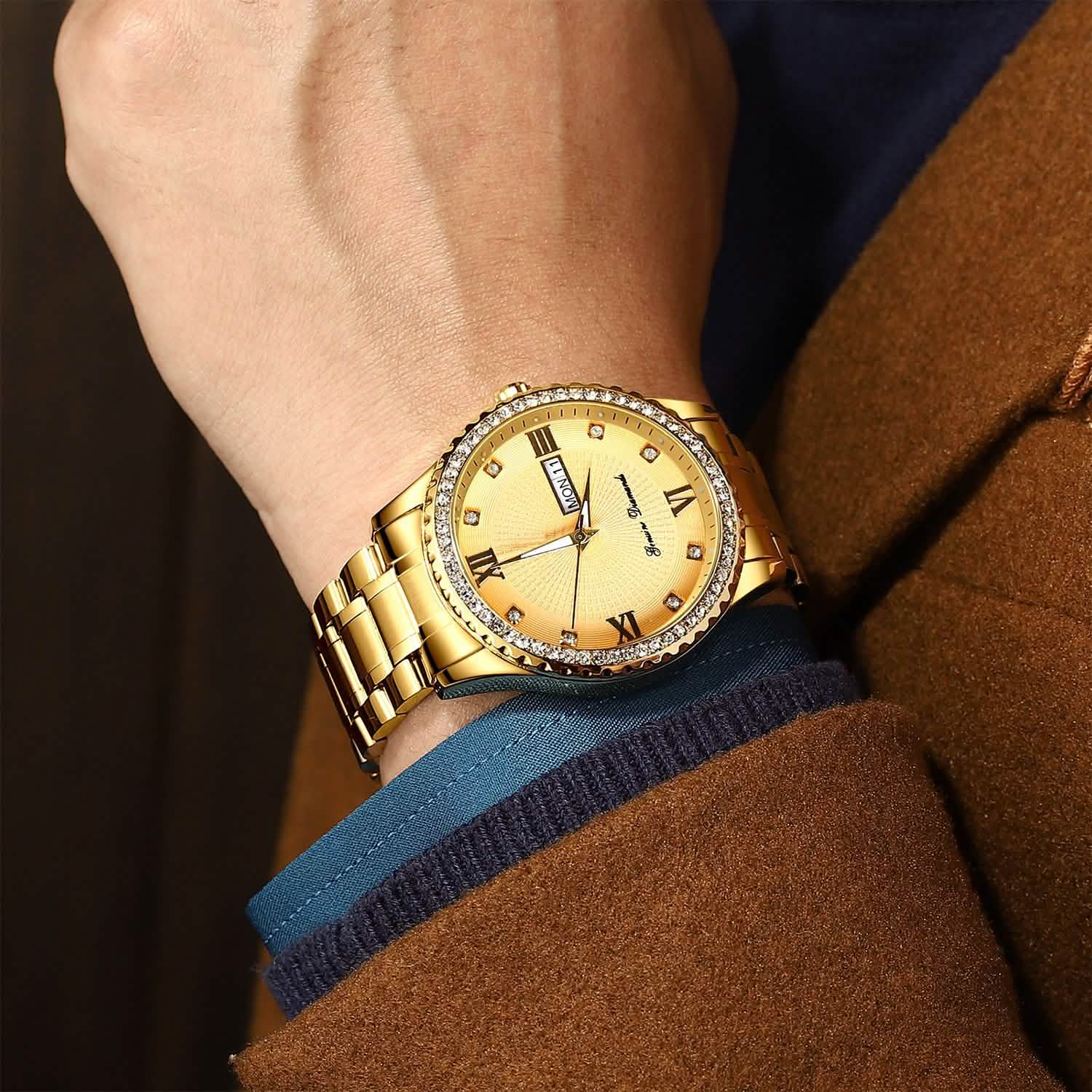 Quartz Watch Luxury Crystal Rhinestone Gold Steel DailySale