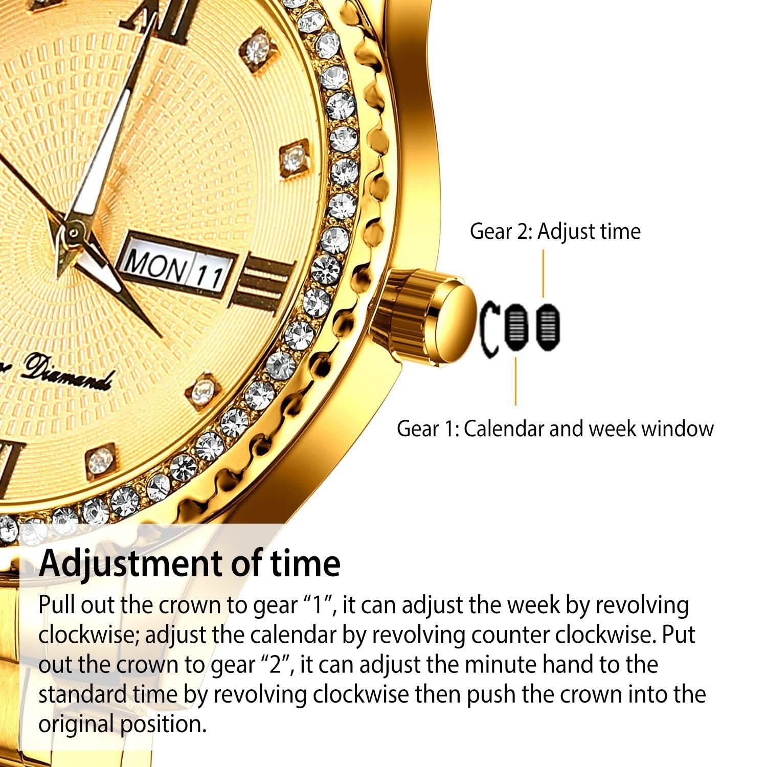 Quartz Watch Luxury Crystal Rhinestone Gold Steel DailySale