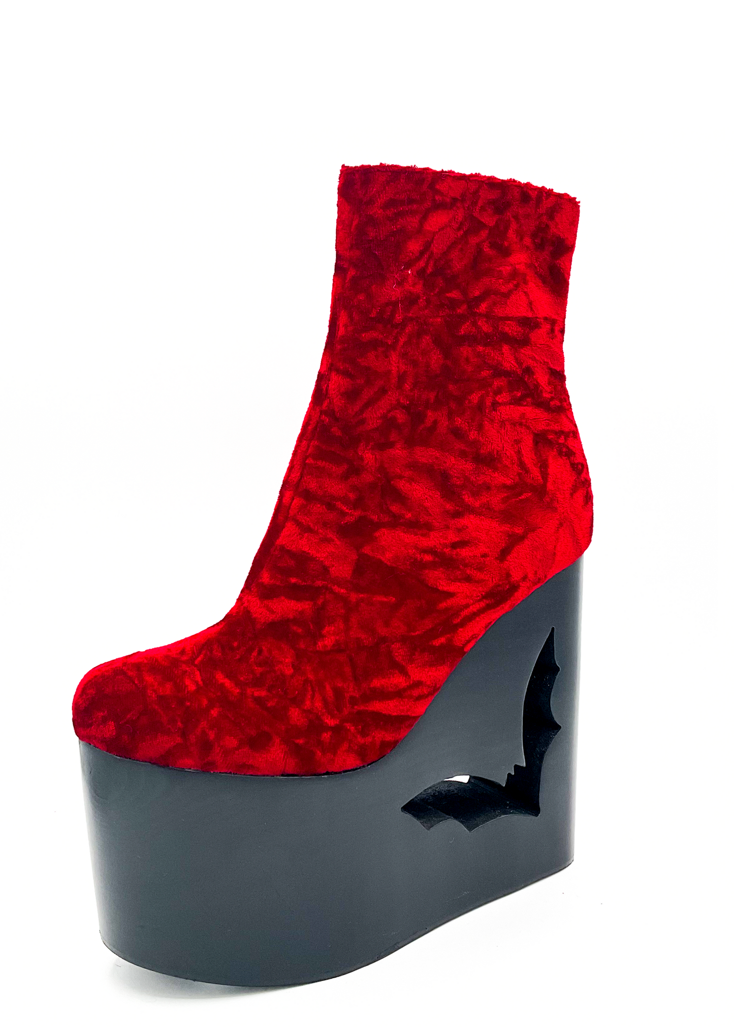 Deadwood Oxblood Velvet Wedge Boot Charla Tedrick