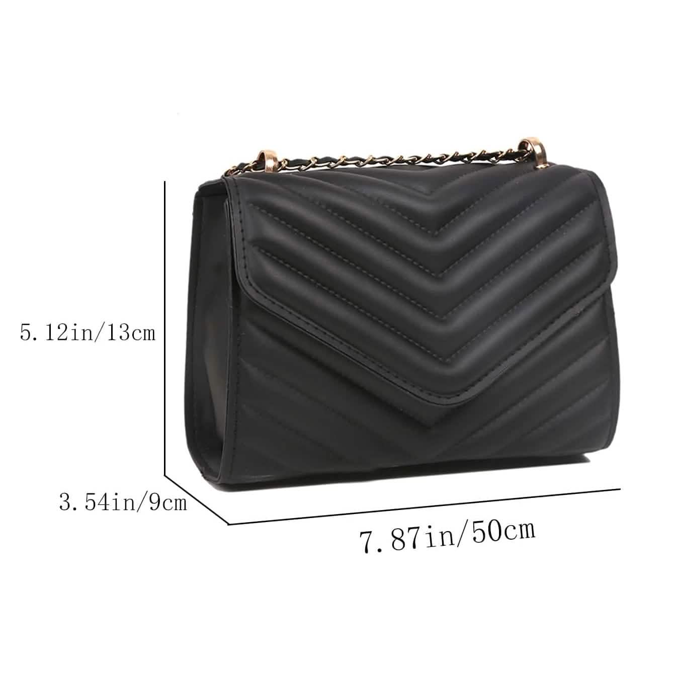Quilted Pattern Flap Chain Square Bag DailySale