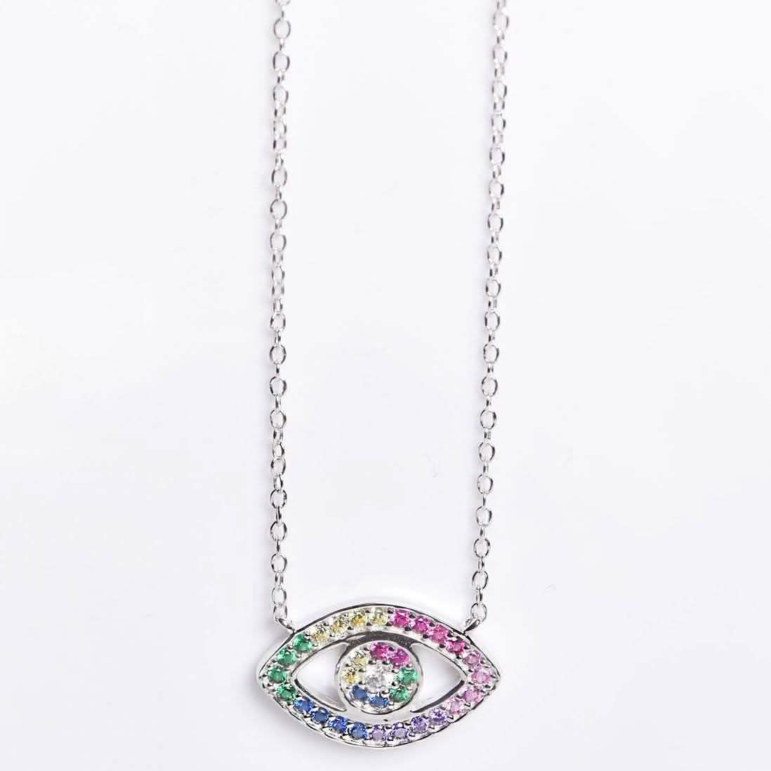 Rainbow CZ Eye Necklace DailySale