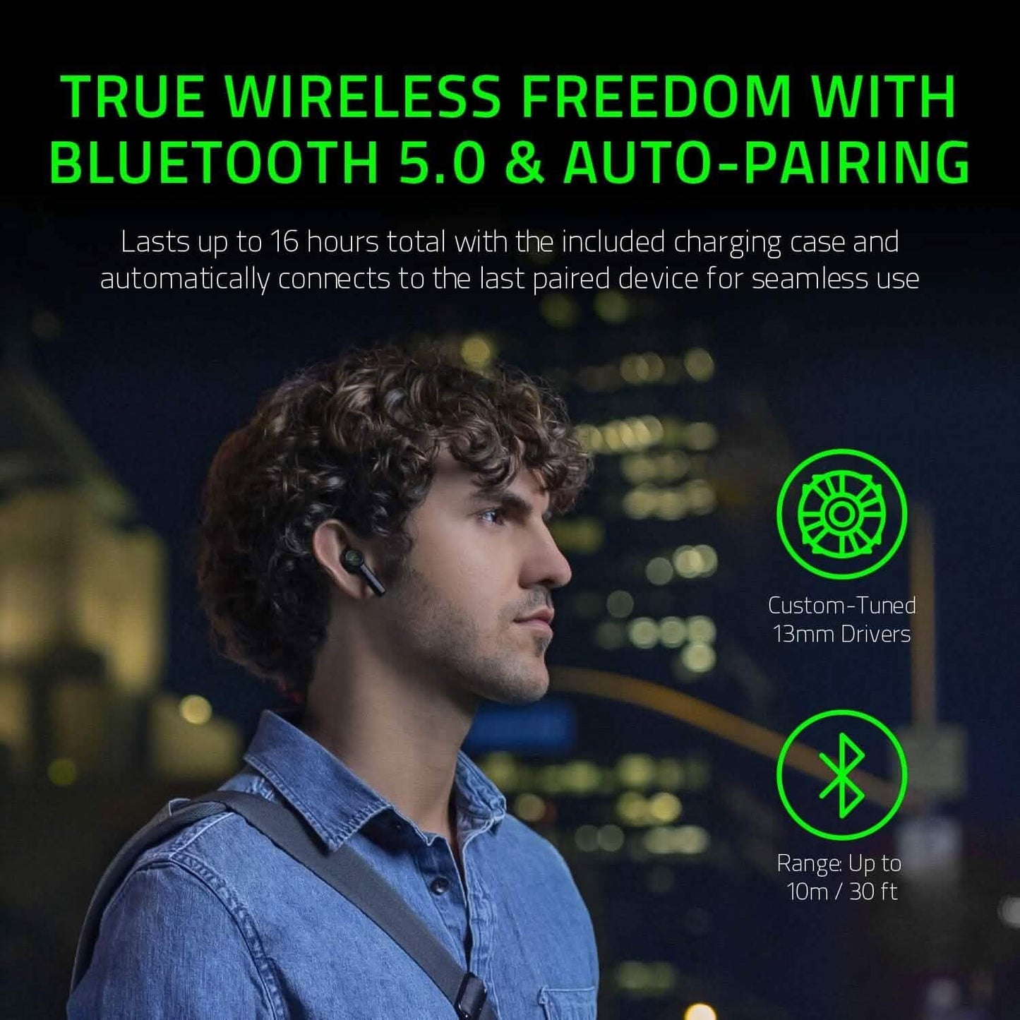 Razer Hammerhead 13MM Drivers True Wireless Bluetooth Gaming Earbuds (Refurbished) DailySale