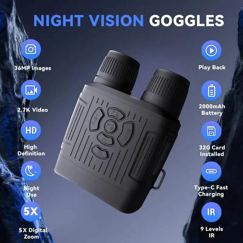 Rechargeable Infrared Night Vision Goggles 10X Digital Zoom with 3'' Screen DailySale