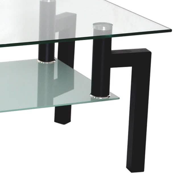 Rectangular Tempered Metal Tube Leg Living Room Glass Coffee Table DailySale