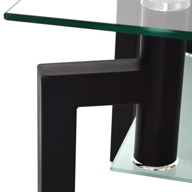 Rectangular Tempered Metal Tube Leg Living Room Glass Coffee Table DailySale