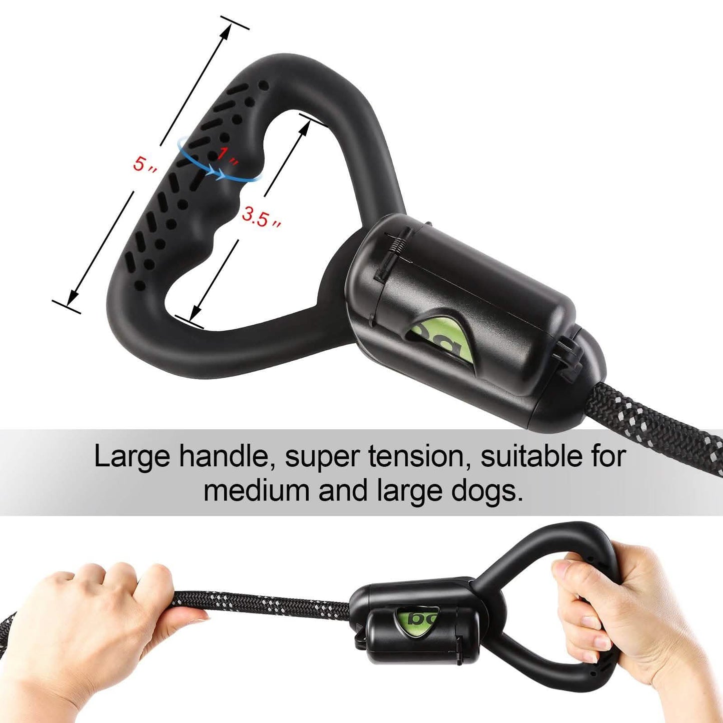 Reflective Durable 2-in-1 Dog Leash 5ft Hands-Free Waste Bag Dispenser DailySale