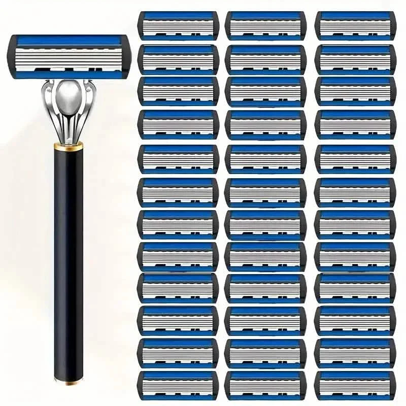 Replacement Razor Blades Safety Shaver Set with Anti-Slip Metal Handle with 1 Razor + 36 Blades DailySale
