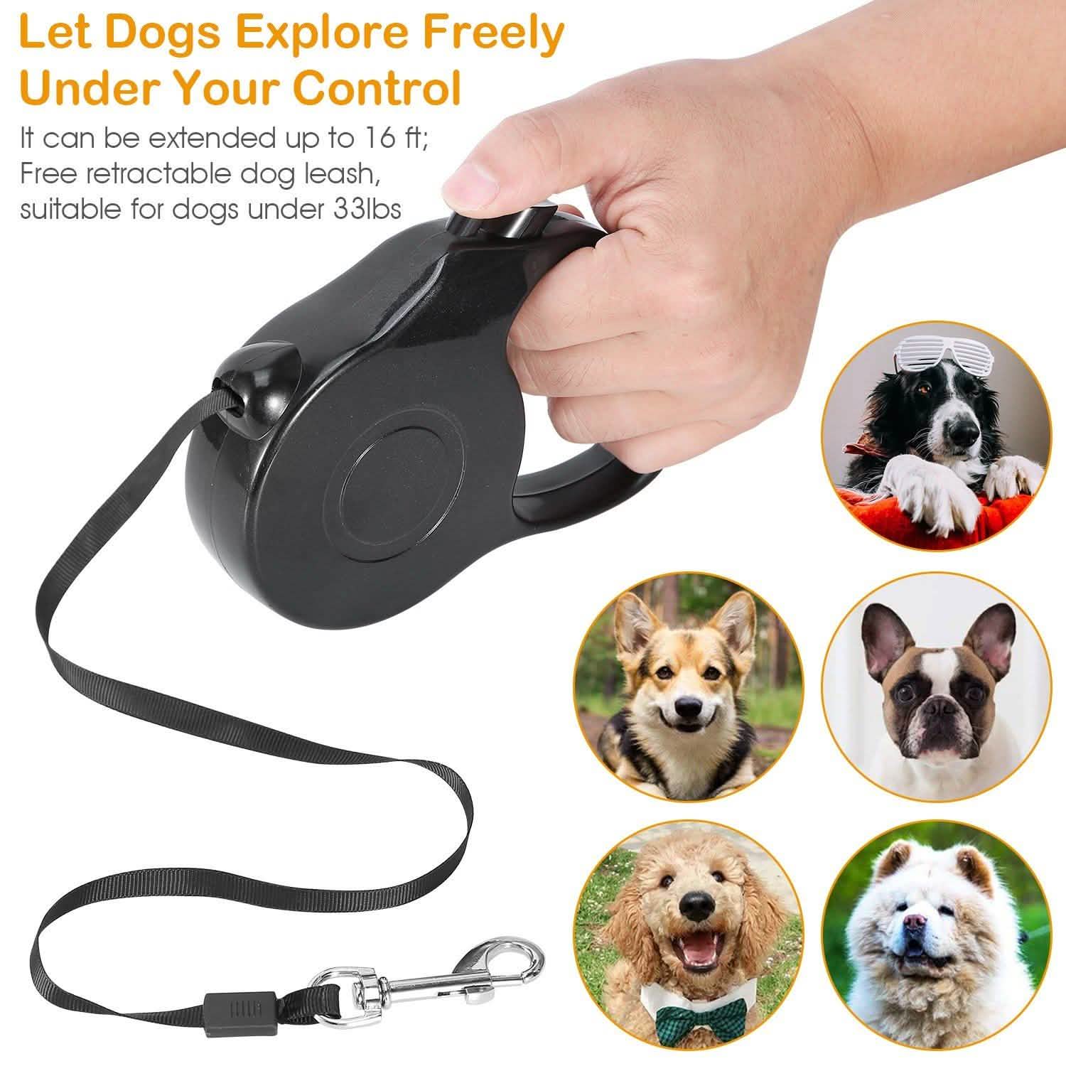 Retractable Dog Leash 16ft Extendable Range Heavy Duty Dog Walking Leash DailySale