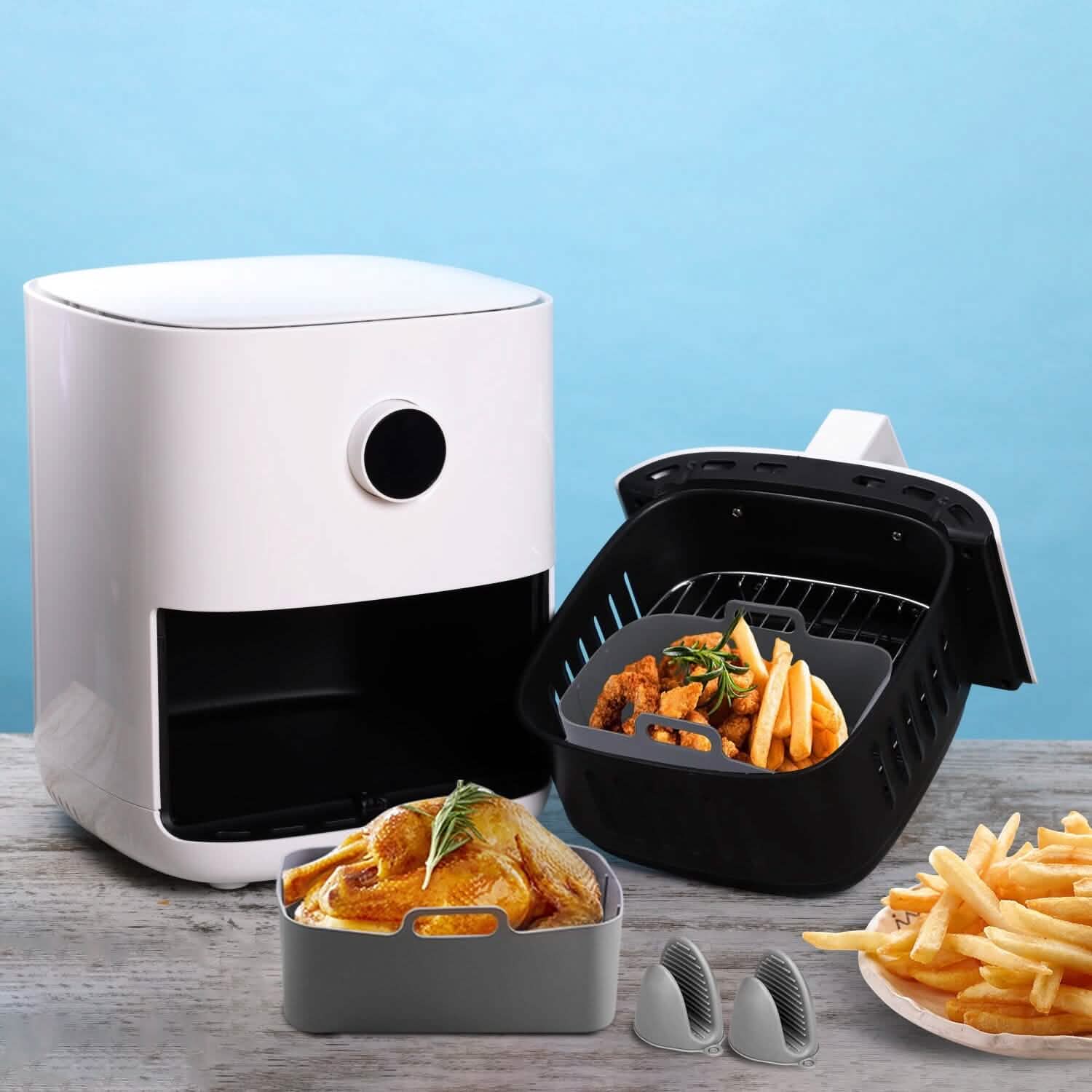 Reusable Air Fryer Silicone Pot Rectangle Replacement of Parchment Liners 6-8 Quart DailySale