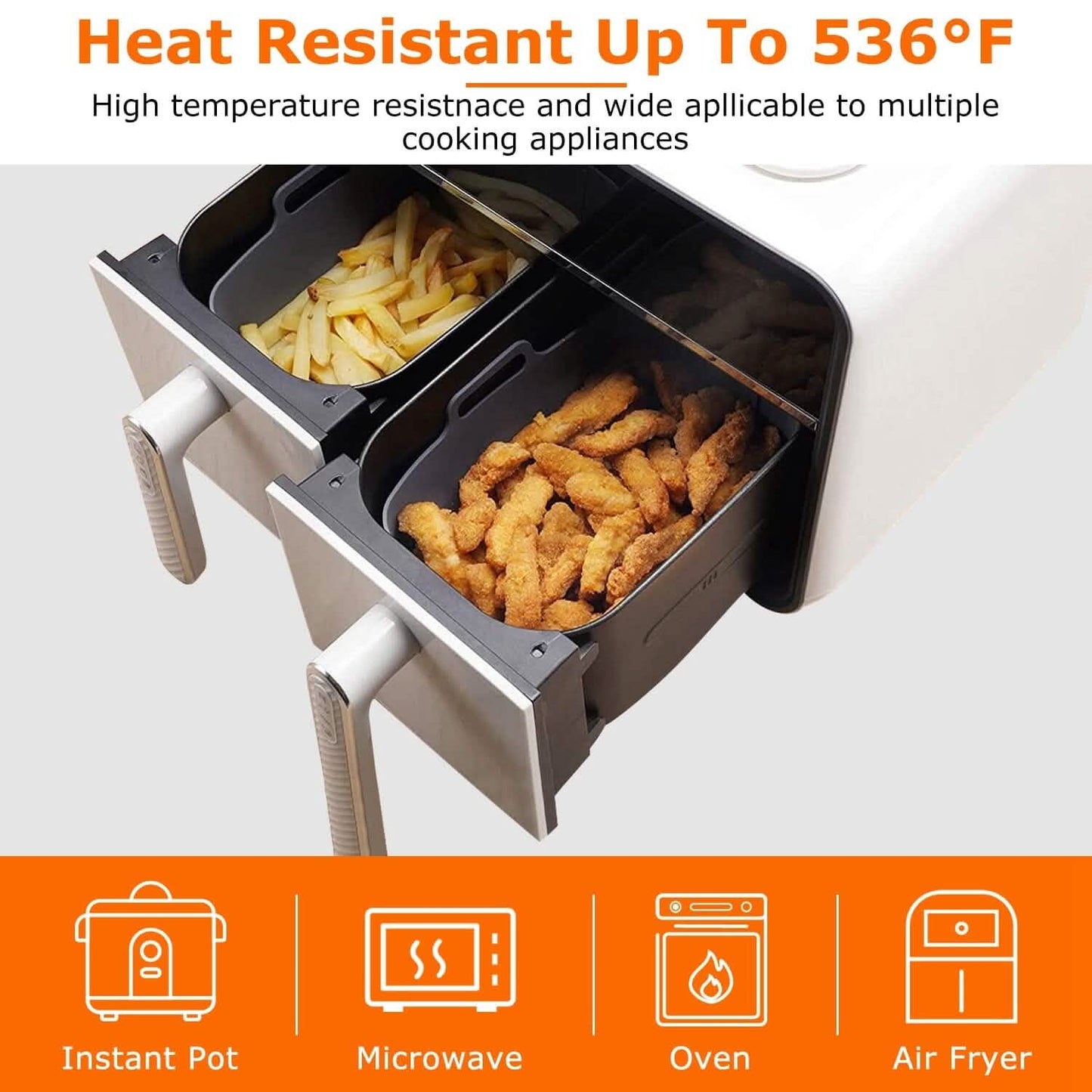 Reusable Air Fryer Silicone Pot Rectangle Replacement of Parchment Liners 6-8 Quart DailySale