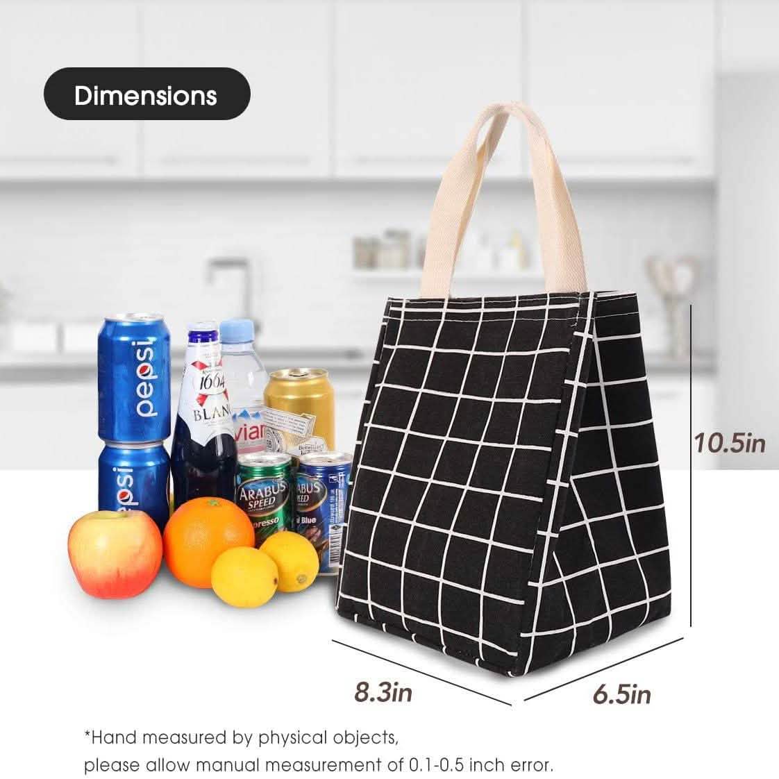 Reusable Lunch Bag Insulated Lunch Box Canvas Fabric with Aluminum Foil DailySale