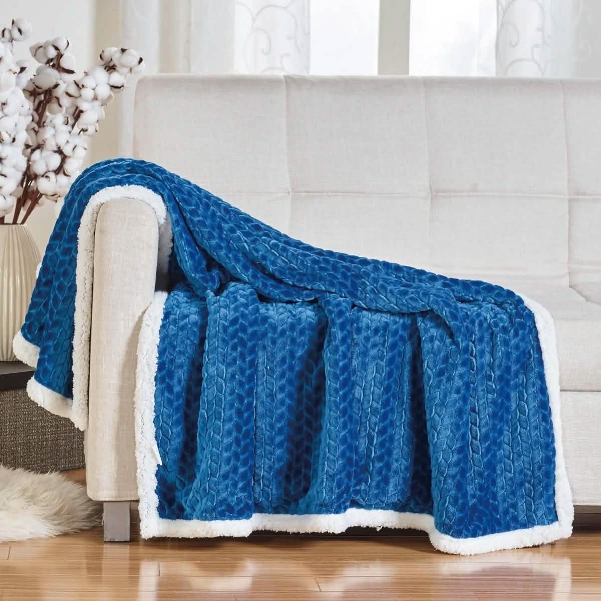 Reversible Soft Braided Sherpa Throw Blanket DailySale