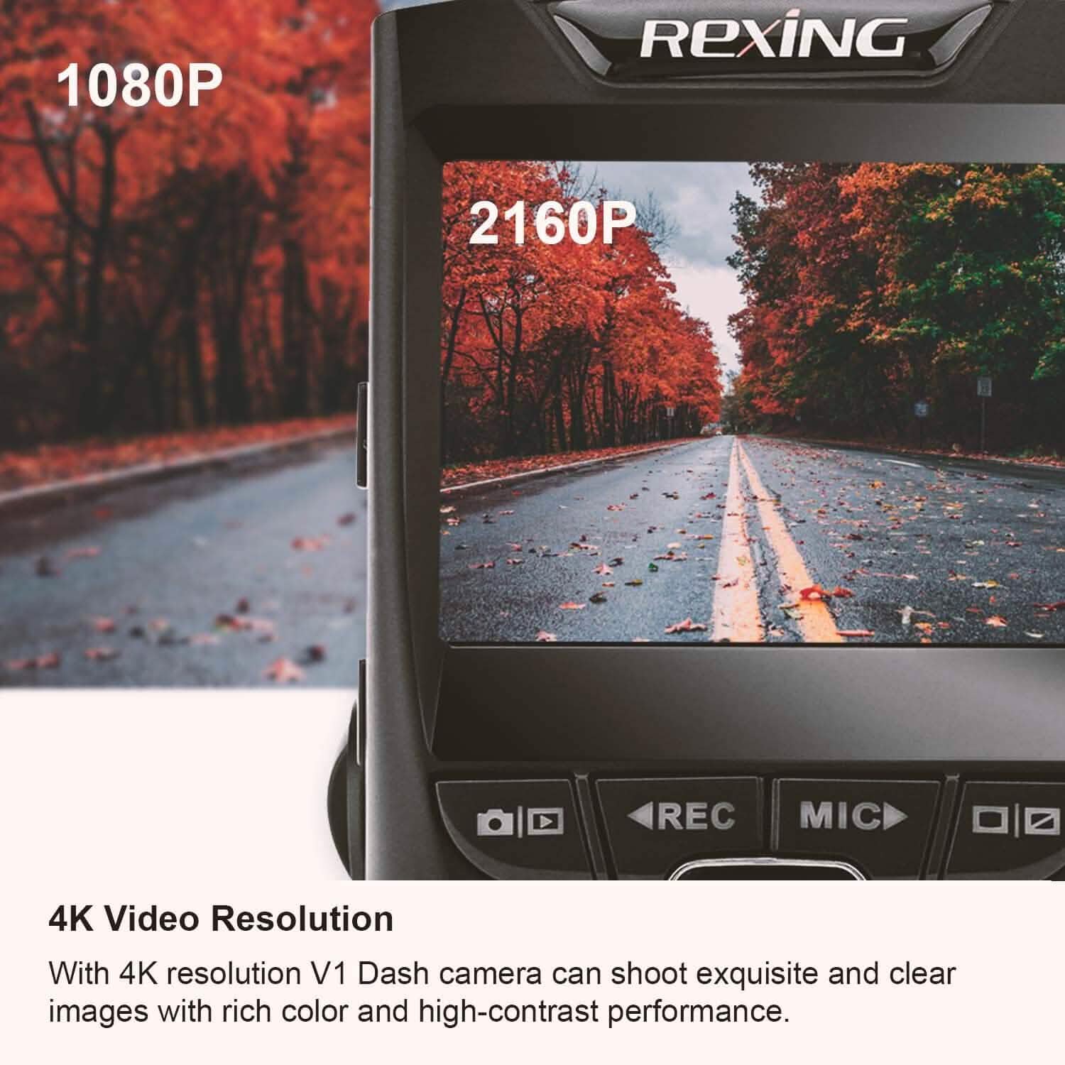 REXING V1 - 4K Ultra HD Car Dash Cam 2.4" LCD Screen  (Refurbished) DailySale