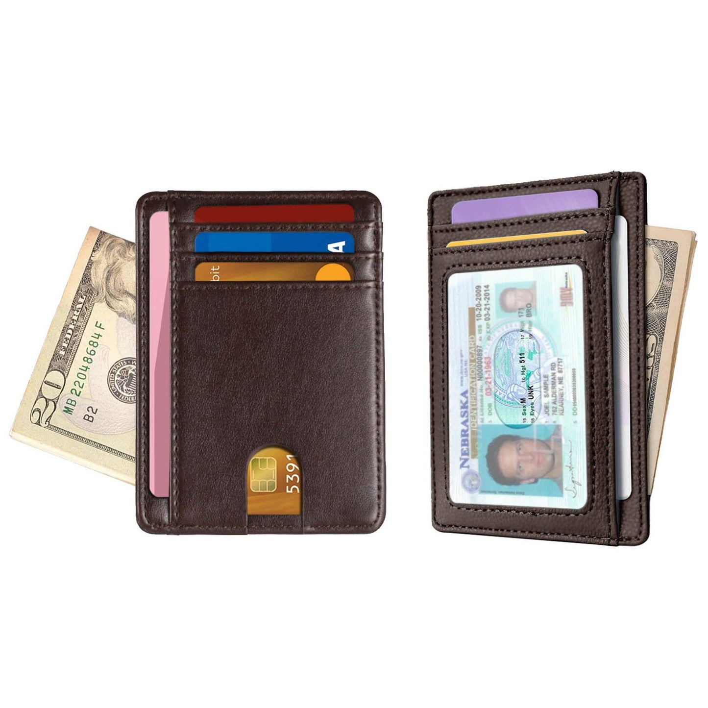 RFID Blocking Minimalist Front Pocket Slim Leather Wallet For Men Women DailySale