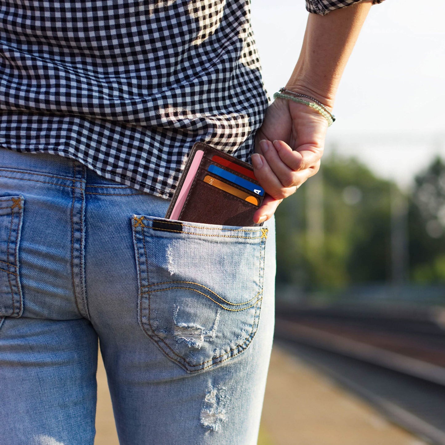 RFID Blocking Minimalist Front Pocket Slim Leather Wallet For Men Women DailySale