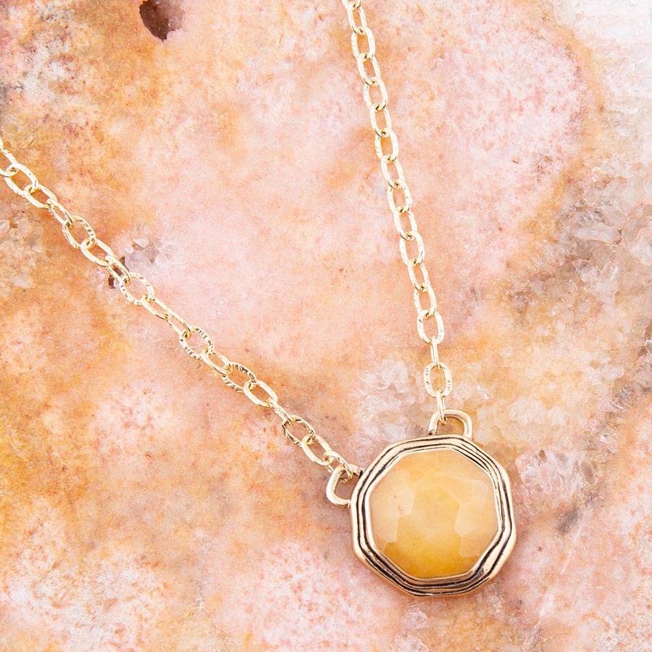 River Rocks Yellow Quartz and Golden Bronze Necklace Barse Jewelry