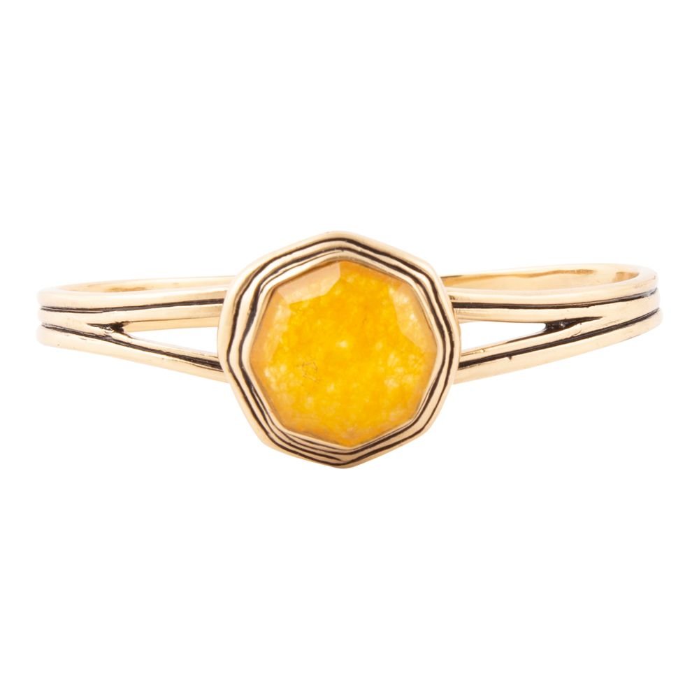 River Rocks Yellow Quartz and Golden Cuff Bracelet Barse Jewelry