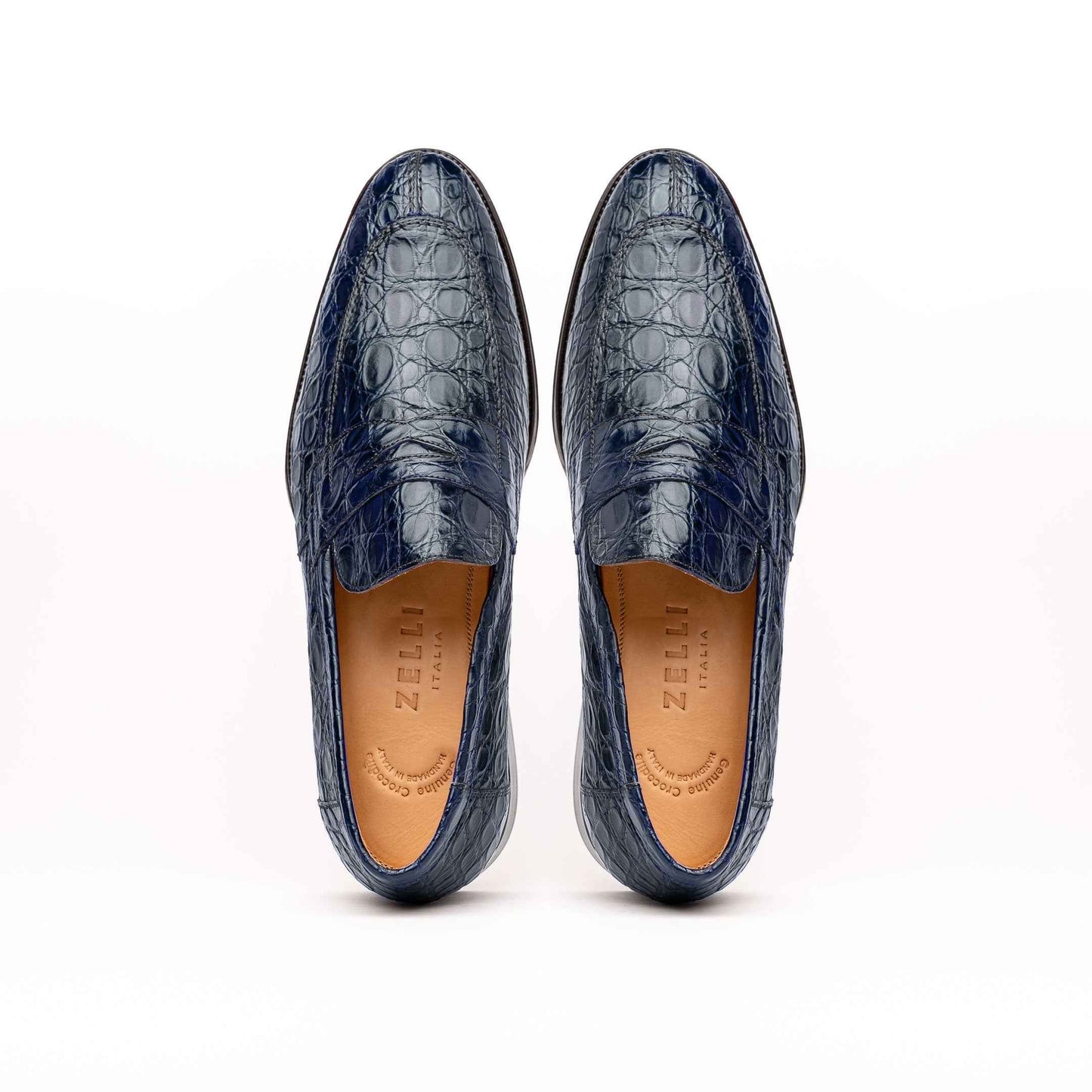 11-201-NVY ROMA Crocodile Penny Loafer, Navy