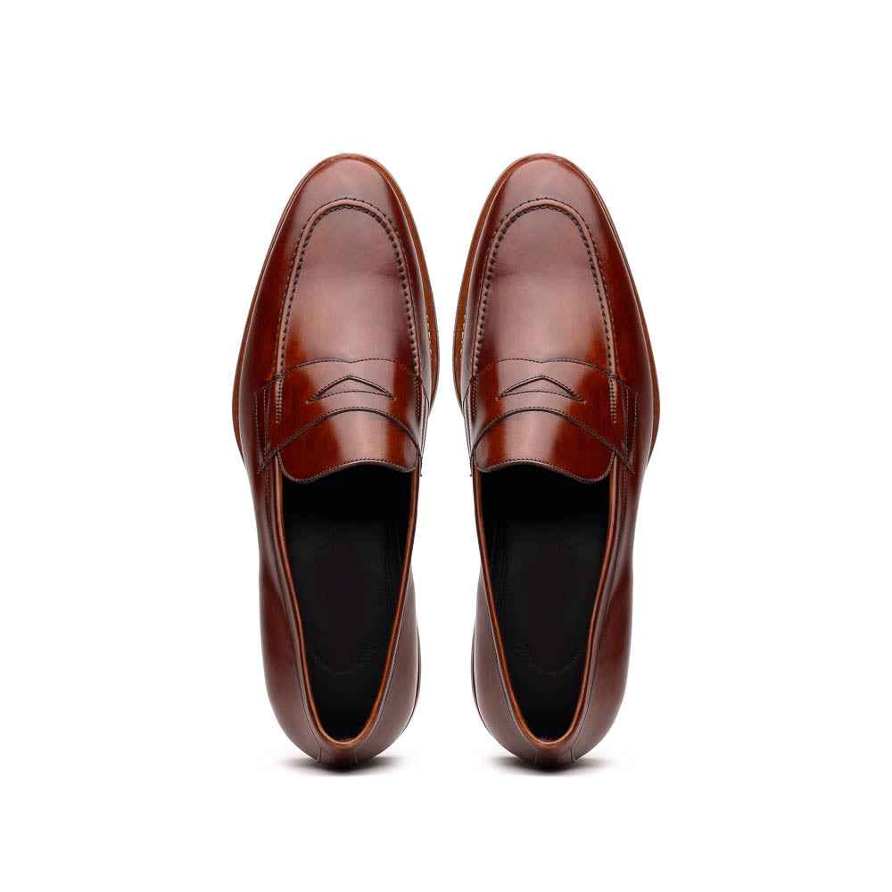 15-400-CGN ROMA Hand Burnished Calfskin Penny Loafer Cognac