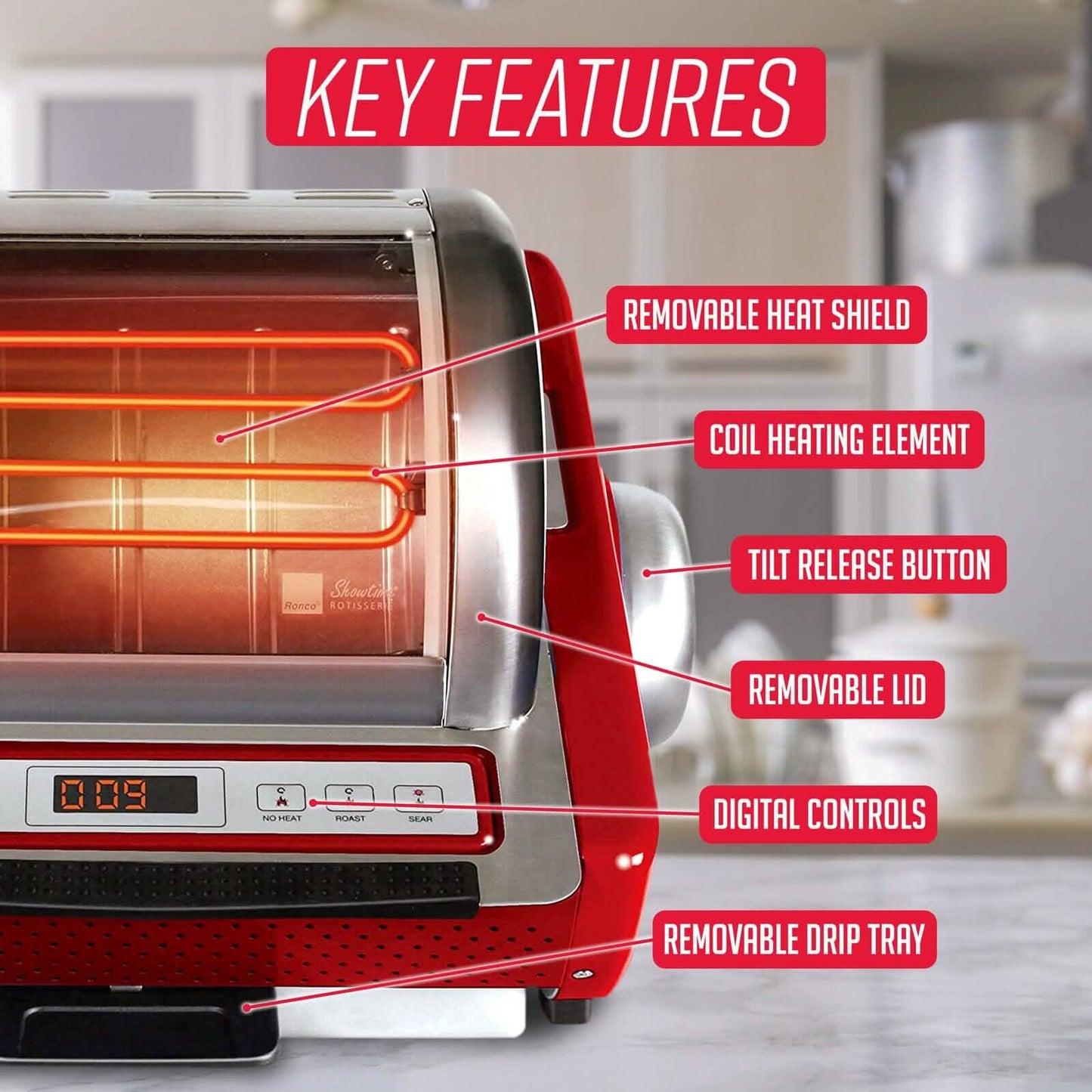 Ronco EZ-Store Rotisserie Oven, Large Capacity (15lbs) Countertop Oven DailySale