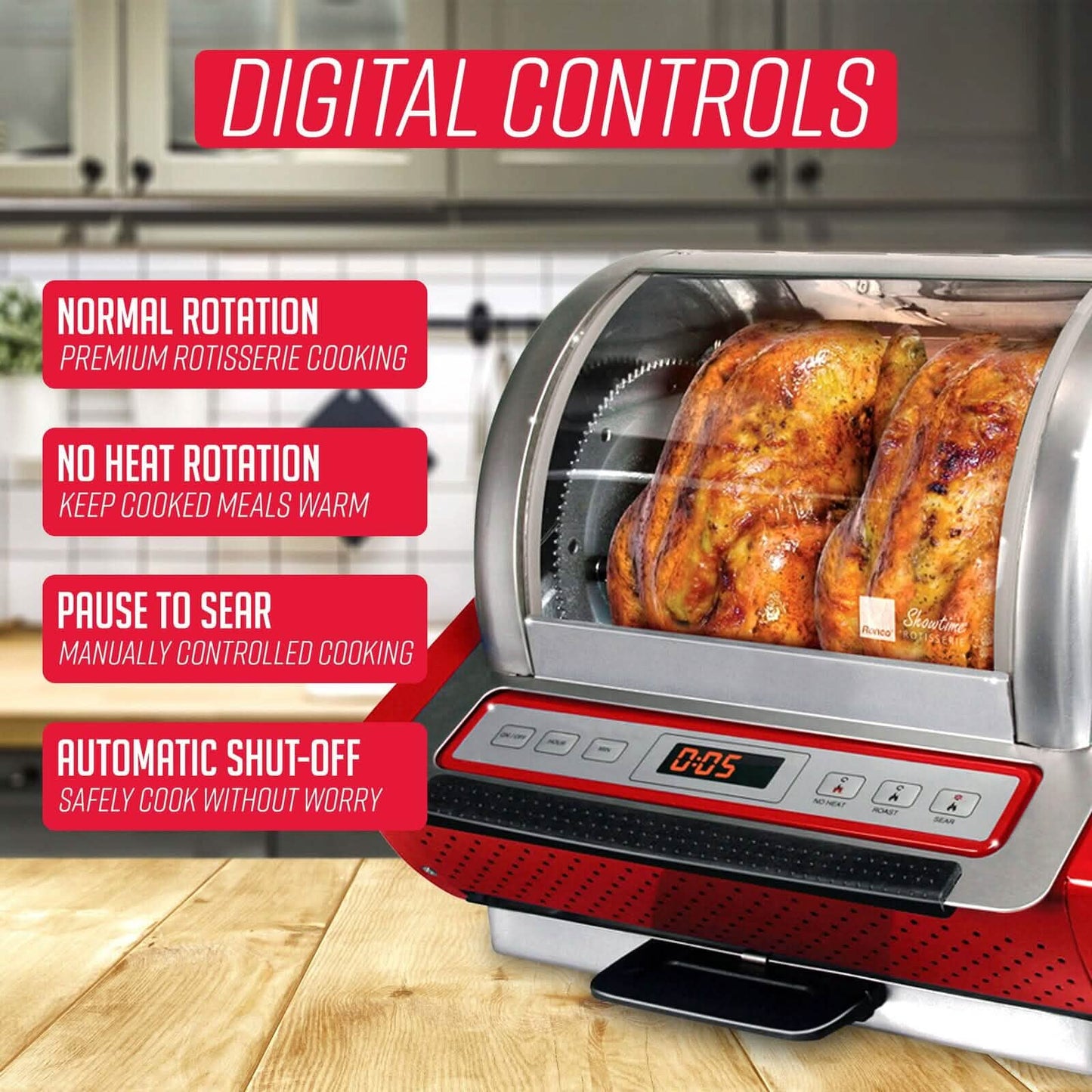 Ronco EZ-Store Rotisserie Oven, Large Capacity (15lbs) Countertop Oven DailySale