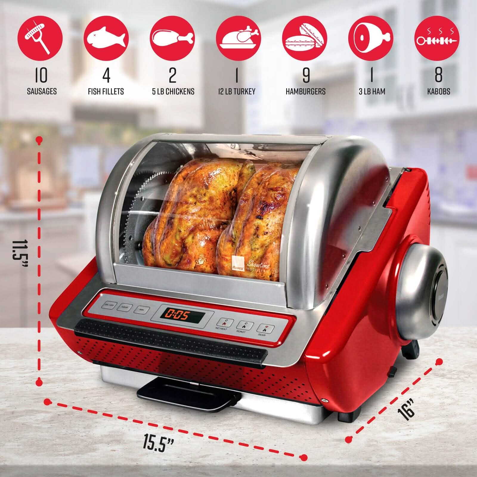 Ronco EZ-Store Rotisserie Oven, Large Capacity (15lbs) Countertop Oven DailySale