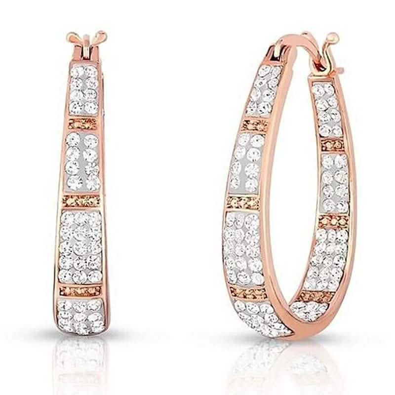 Rose and White Austrian Crystal Hoop Earrings DailySale