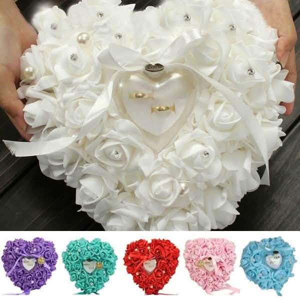 Rose Pillow Heart Cushion Ring Holder DailySale