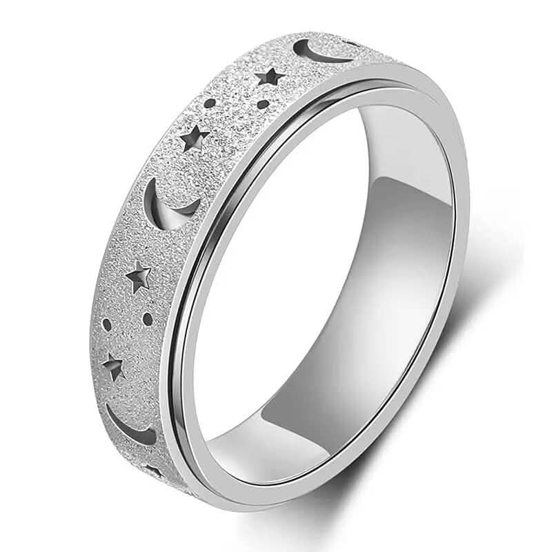 Rotatable Anxiety Fidget Ring Moon and Star Design DailySale