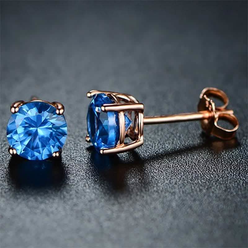 Round-cut London Blue Topaz Stud Earrings by Pori DailySale