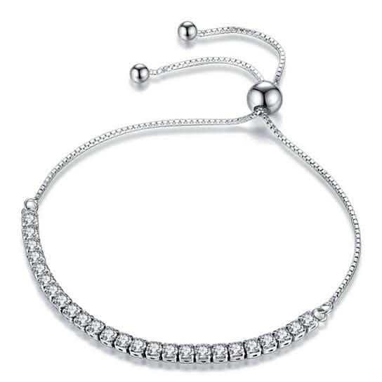 Round Cut Swarovski Elements Crystal Adjustable Tennis Bracelet DailySale