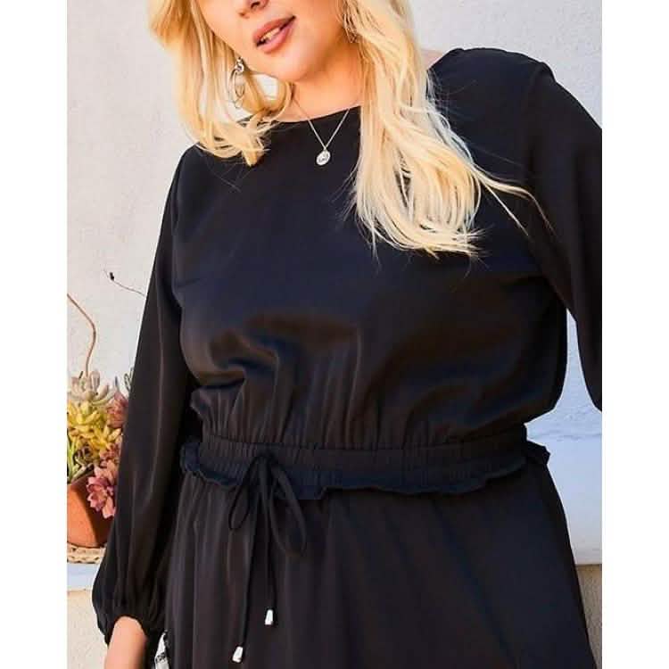 Round Neck 3/4 Bubble Sleeve Gingham Ruffle Romper DailySale