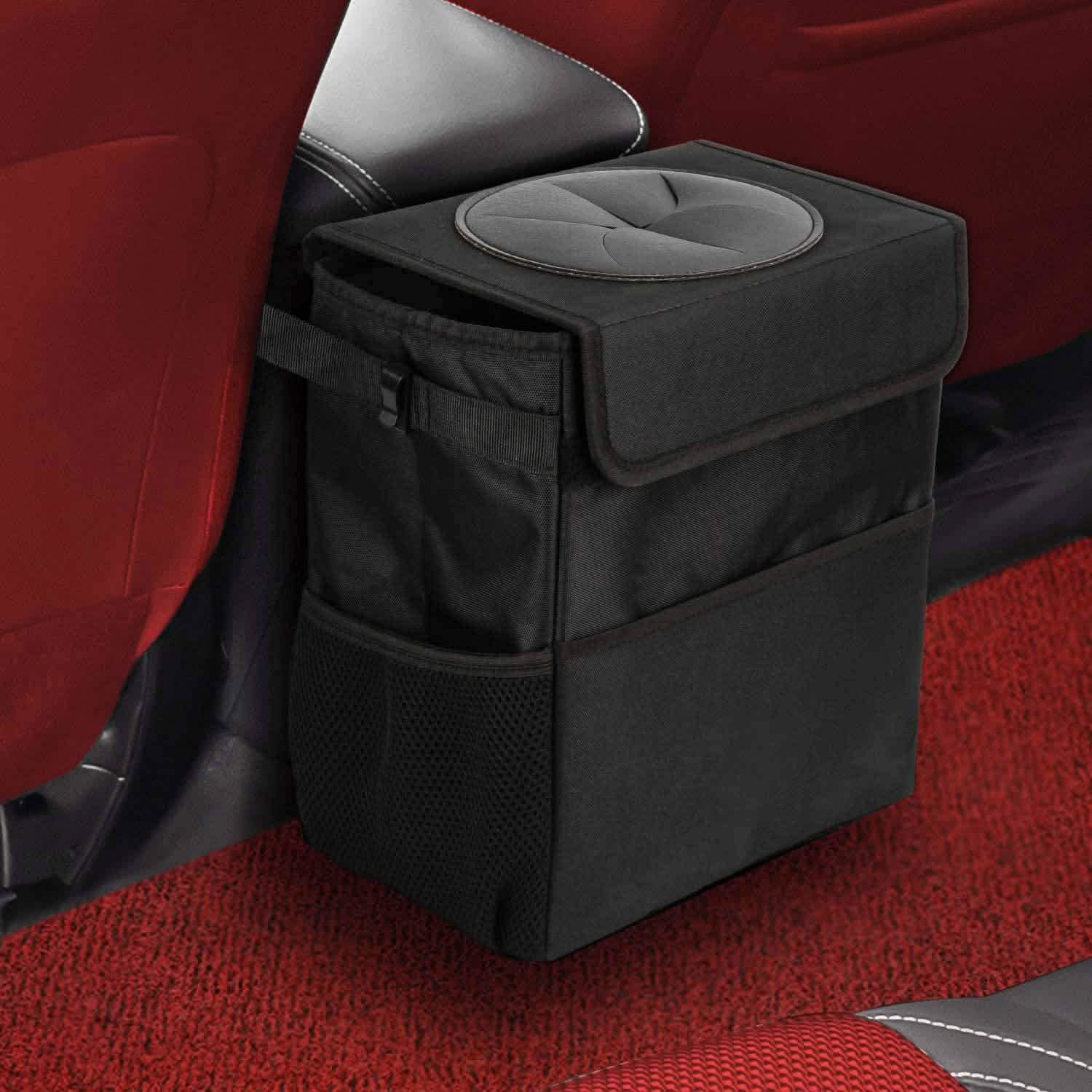 Ryhpez Car Trash Can with Lid - Car Trash Bag Hanging with Storage Pockets DailySale
