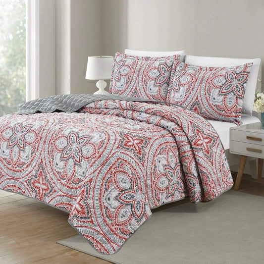 3-Piece Set: Bibb Home Printed Reversible Quilt Set DailySale