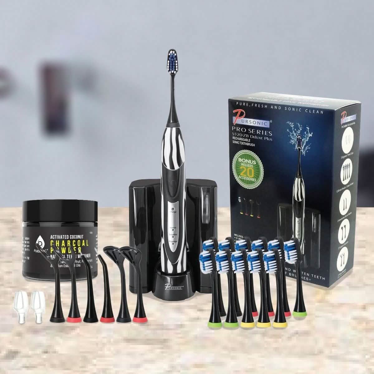 S520 Sonic Toothbrush - Accessories and Activated Coconut Charcoal Powder DailySale