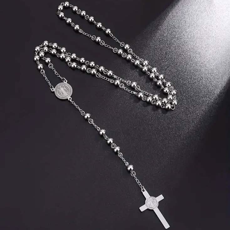San Benito Golden Plated Stainless Steel Priest Saint Benedict Rosary Necklace DailySale