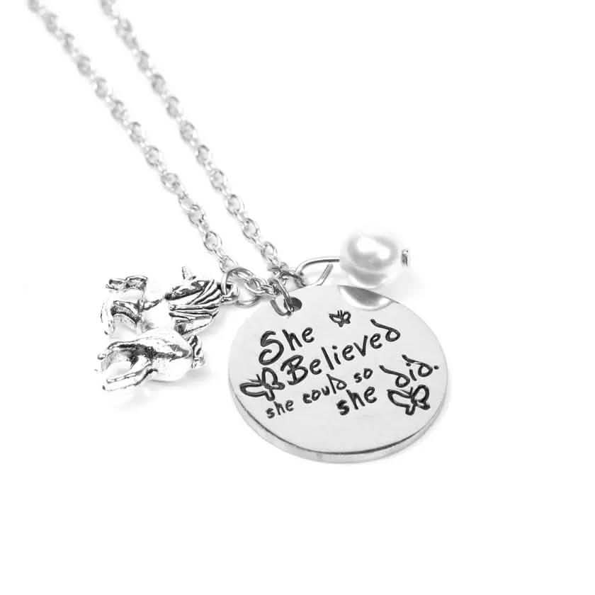 'She Believed She Could So She Did' Inspiration Pendant Necklace DailySale