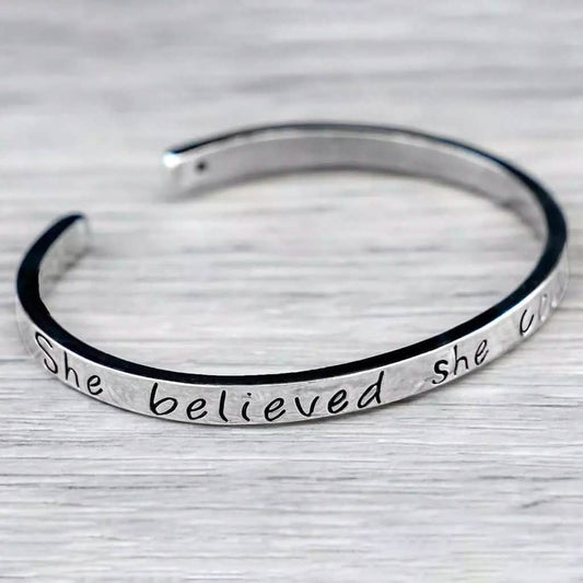 "She believed she could so she did" Inspirational Cuff Bracelet DailySale
