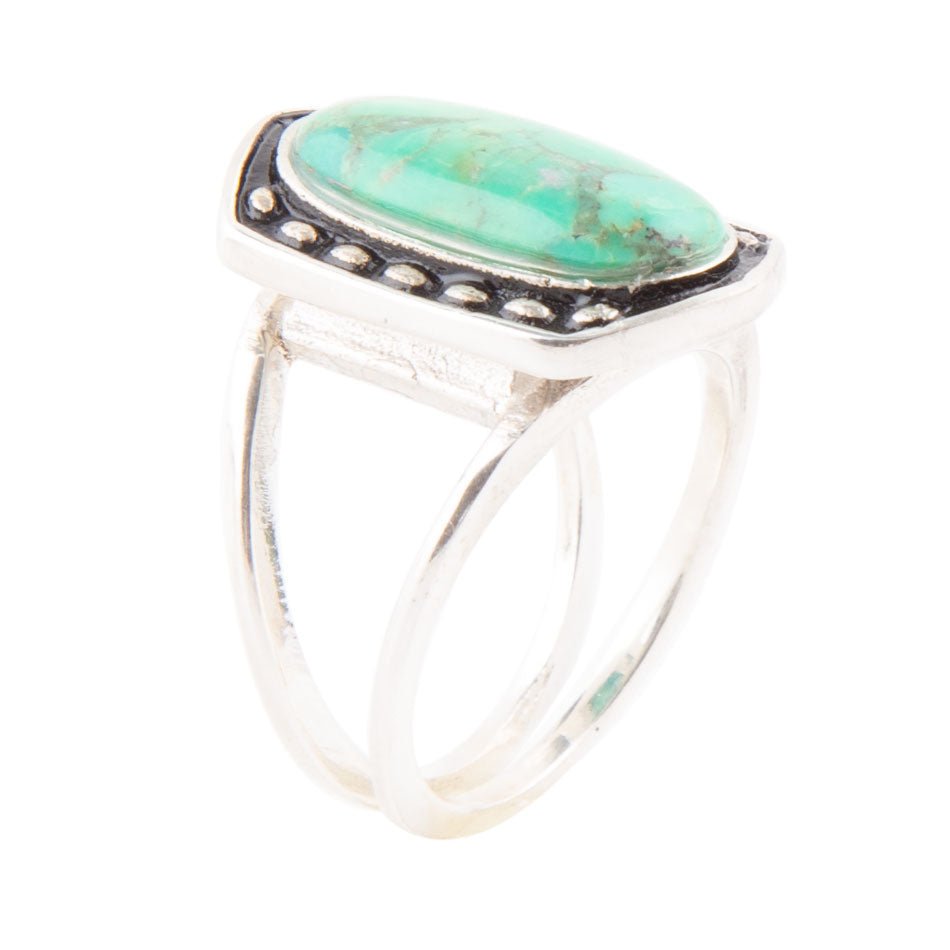 Shielded Lime Green Turquoise and Sterling Silver Ring Barse Jewelry