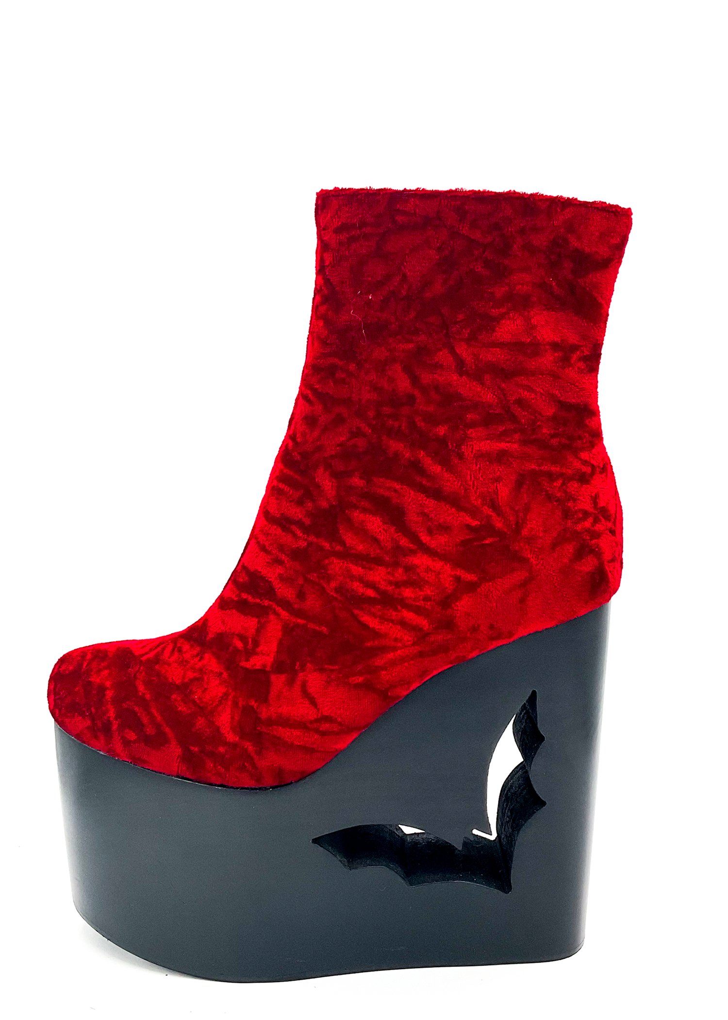 Deadwood Oxblood Velvet Wedge Boot Charla Tedrick
