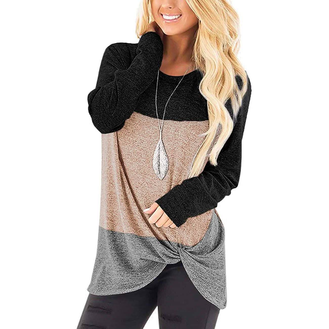 Sieanear Women's Casual Short Sleeve T-Shirt Tops Twist Knot Front Tunics DailySale