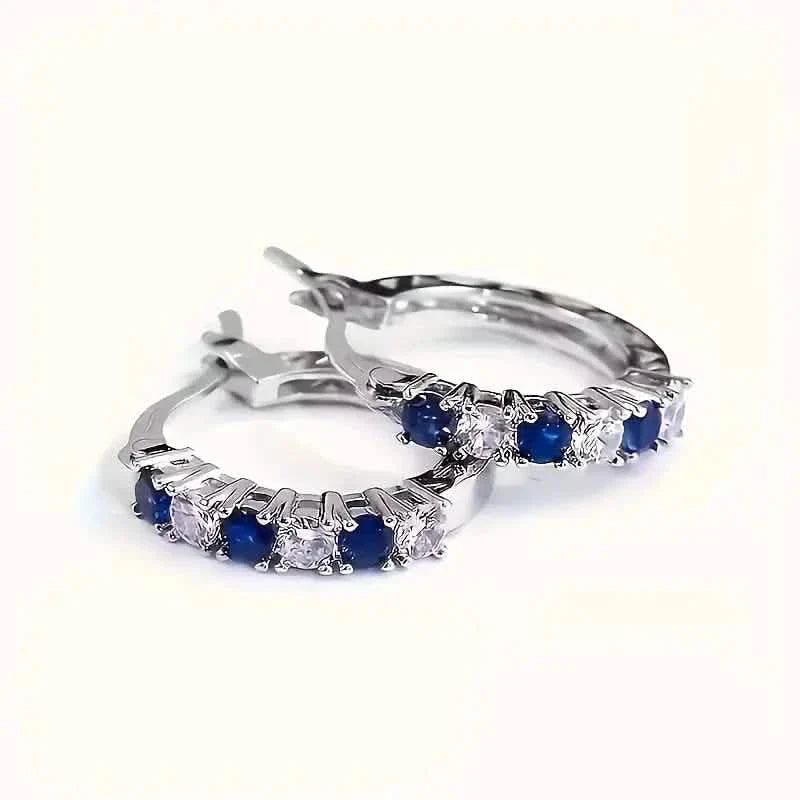 Silver Plated Hypoallergenic Circular Earrings Adorned With Colorful Synthetic Gemstones DailySale