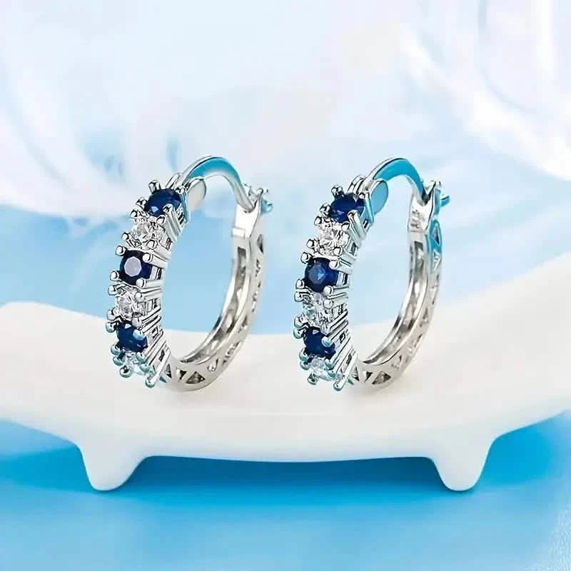 Silver Plated Hypoallergenic Circular Earrings Adorned With Colorful Synthetic Gemstones DailySale