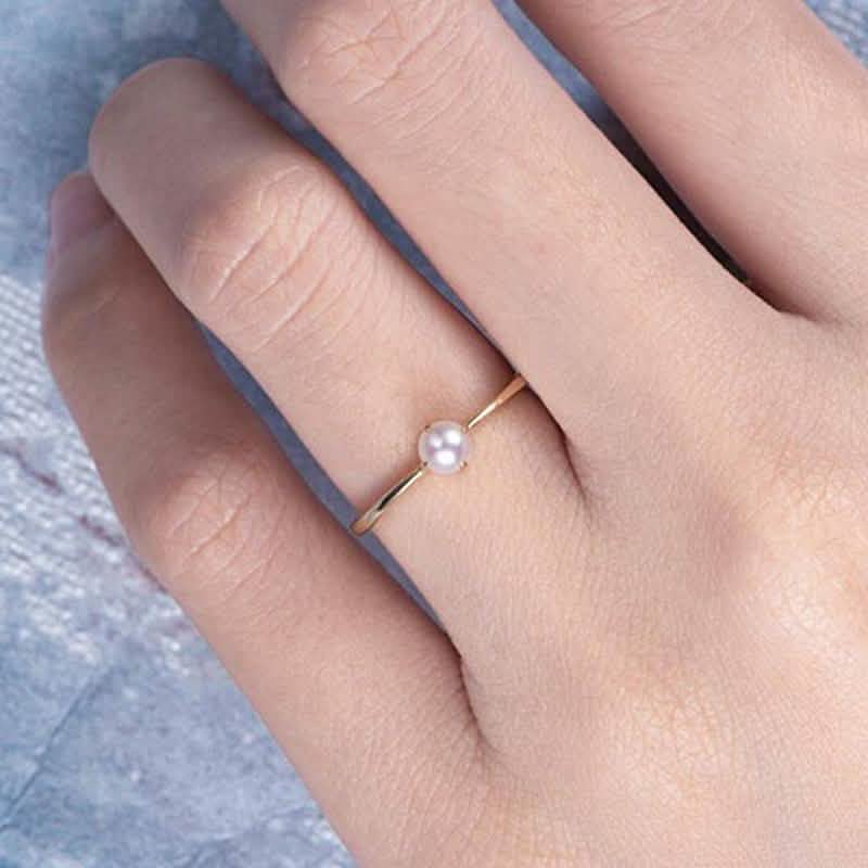 Simple Dainty Pearl Ring In 18Kt Gold DailySale