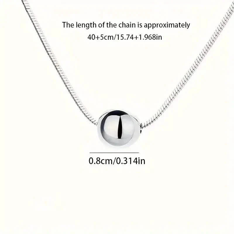 Simple Retro Bohemian Style 925 Sterling Silver Necklace with Small Ball Pendant DailySale